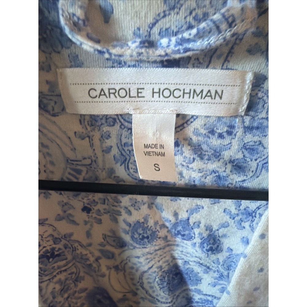 carole hochman robe Size Small Cotton Blue & White Mid Length Paisley Polka Dot